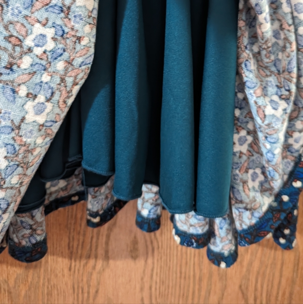Alya by Francesca's Teal Skater Dress with Zip Back, 3/4 Sleeves-  Small - Picture 4 of 7